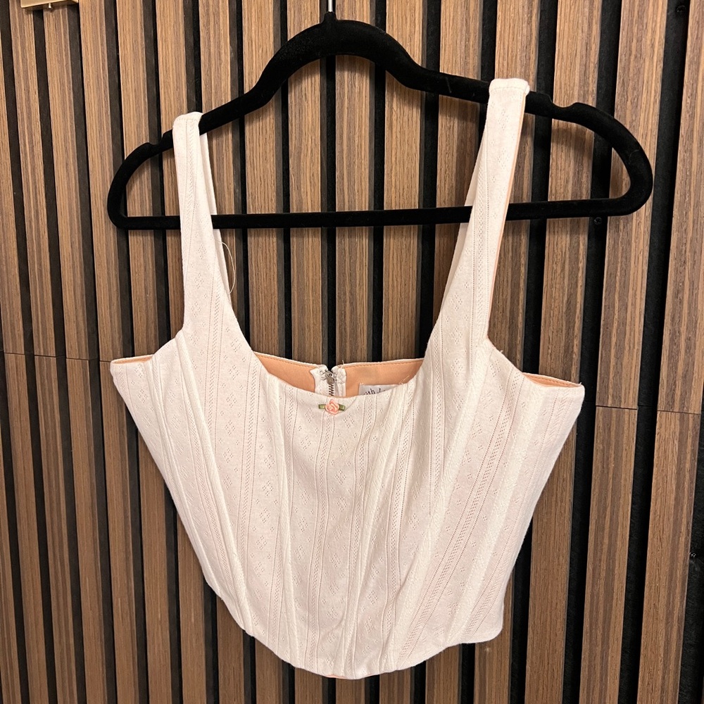 With Jean Cream Bustier Tank Top